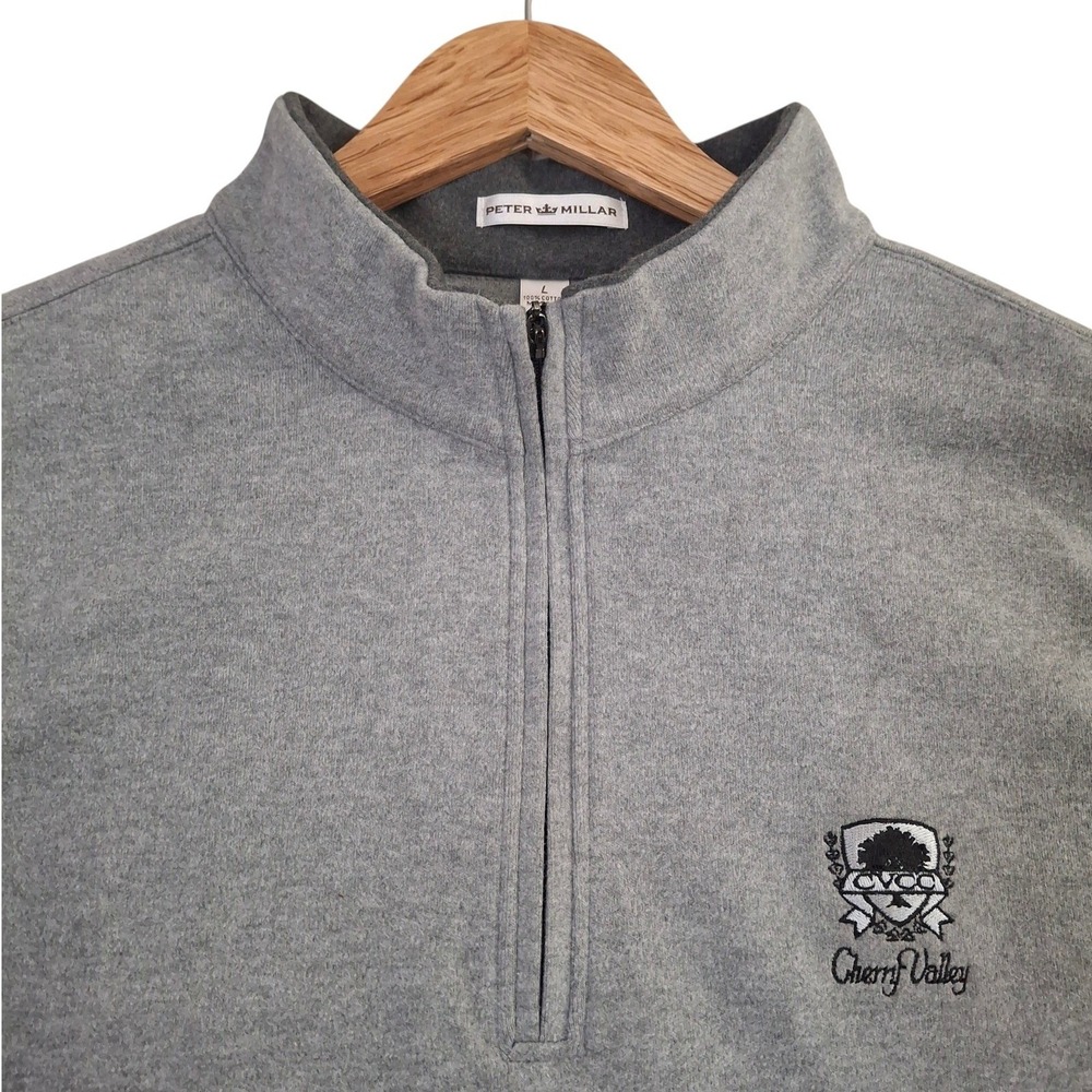 Peter Millar 1/4 Zip Vest Mens Large Gray Cherry Valley Golf L